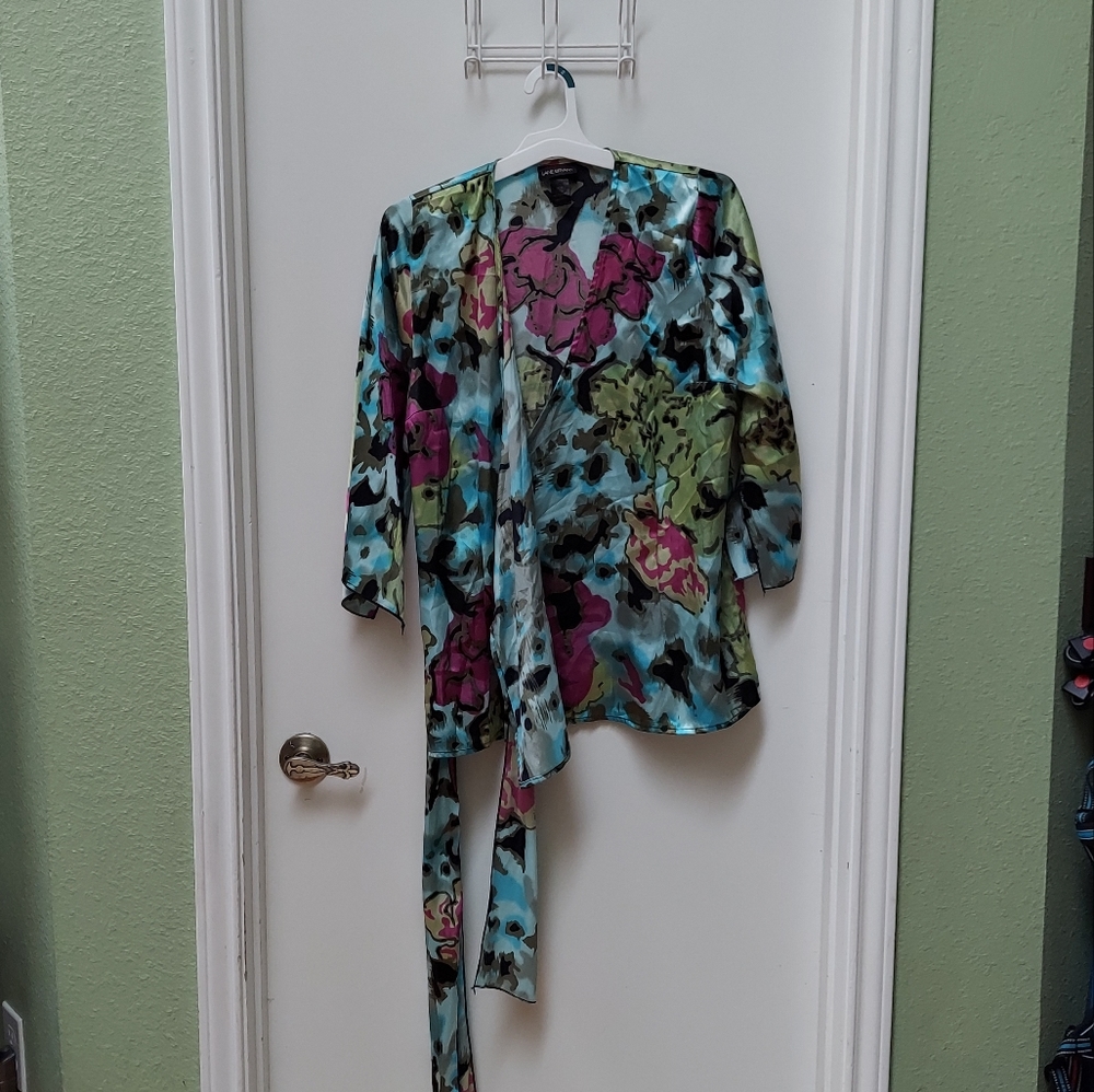 Women's Lane Bryant Colorful Satin Wrap Around Blouse Size 14/16